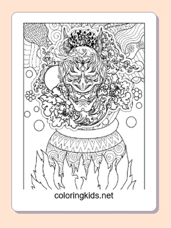 Detailed masked portrait with flowers