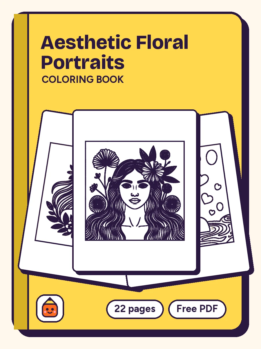 Cover of Aesthetic Floral Portraits Coloring Book