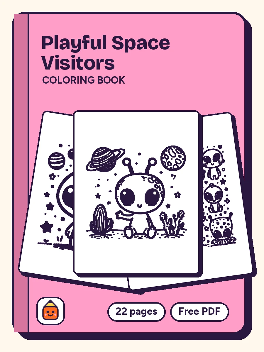 Cover of Playful Space Visitors Coloring Book