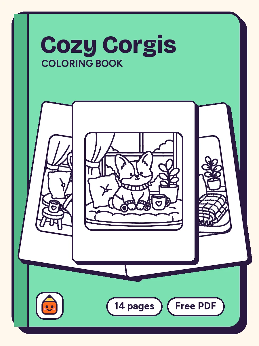 Cover of Cozy Corgis Coloring Book