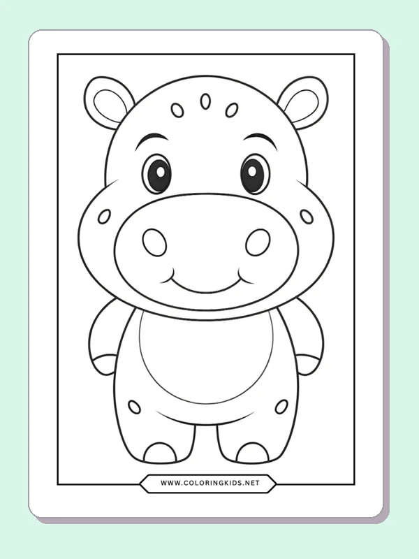 Smiling hippo standing upright