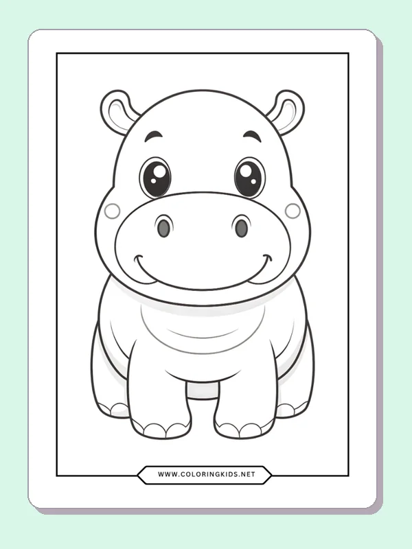 Round baby hippo facing forward