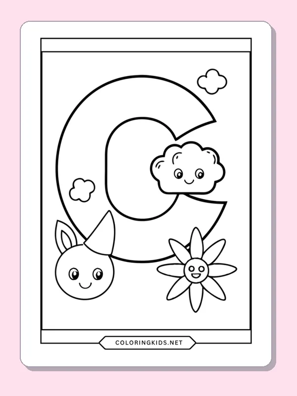 Large C with bunny and flower