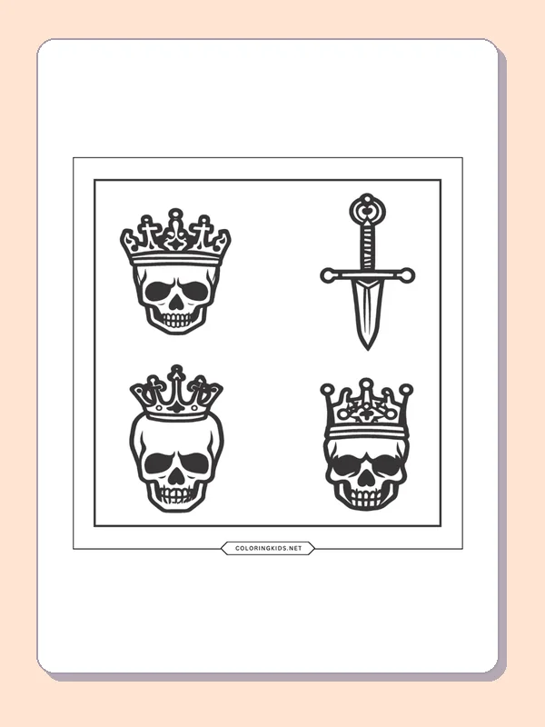 Four decorative skull emblems