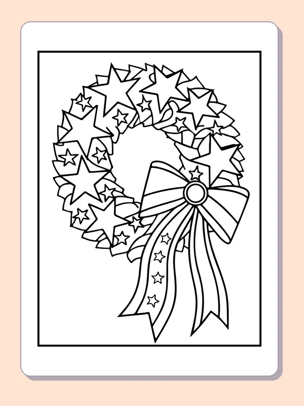Wreath of many overlapping stars with a large ribbon bow