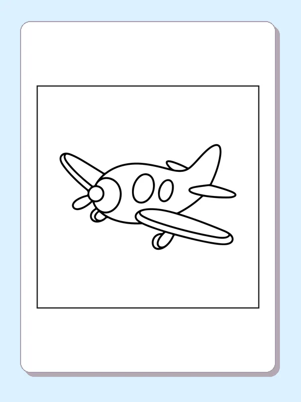 Simple Airplane With A Propeller airplane coloring page, black and white line art to print or color online