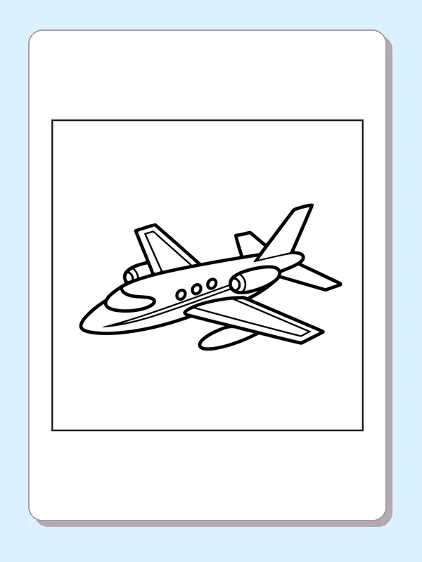 Sleek Jet Airplane airplane coloring page, black and white line art to print or color online
