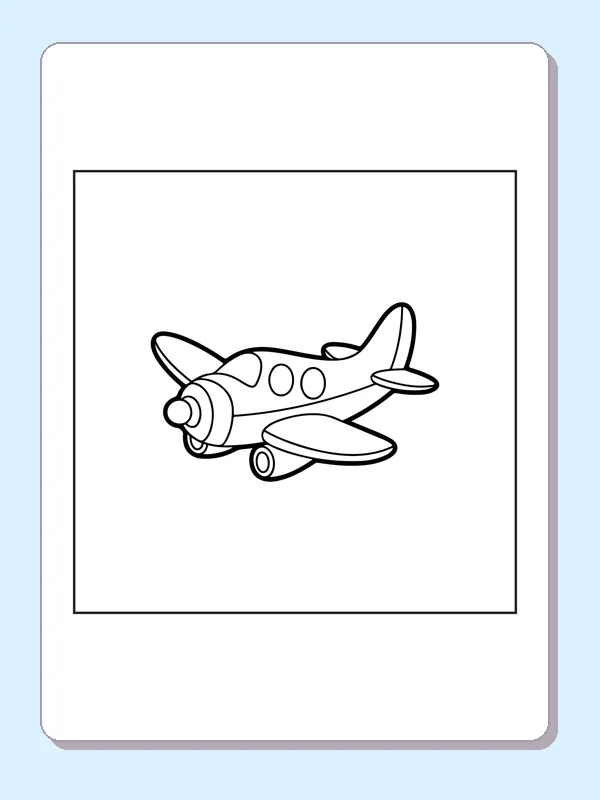 Small Airplane With Round Windows airplane coloring page, black and white line art to print or color online
