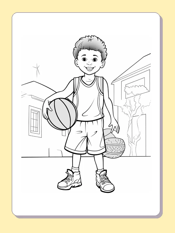Black and white printable standing jersey player coloring sheet