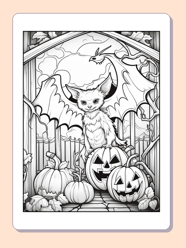 Color Book Bat Little Bat Holding a Pumpkin coloring page | ColoringKids.net