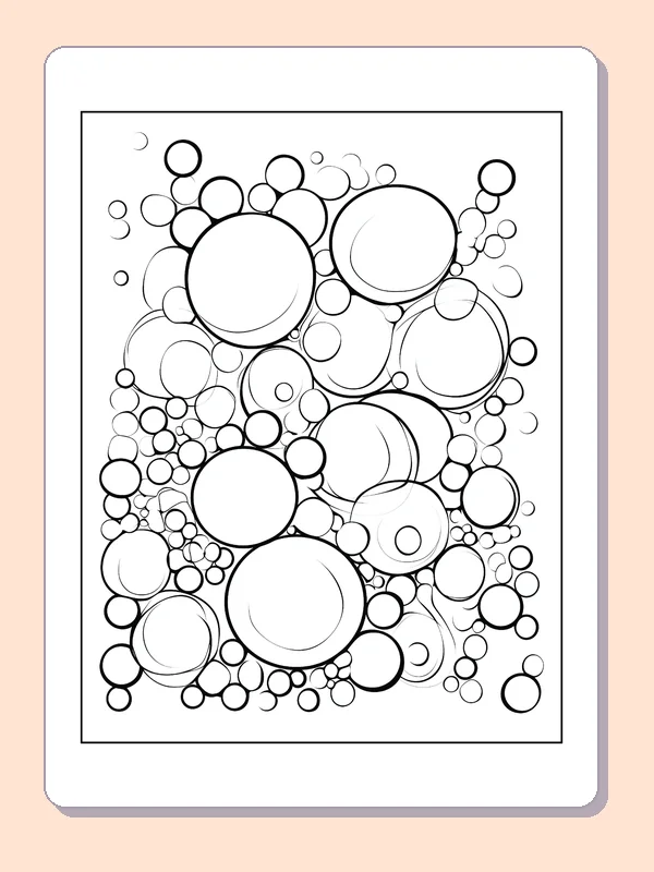 Black and white printable bubbles filling the lower page coloring sheet