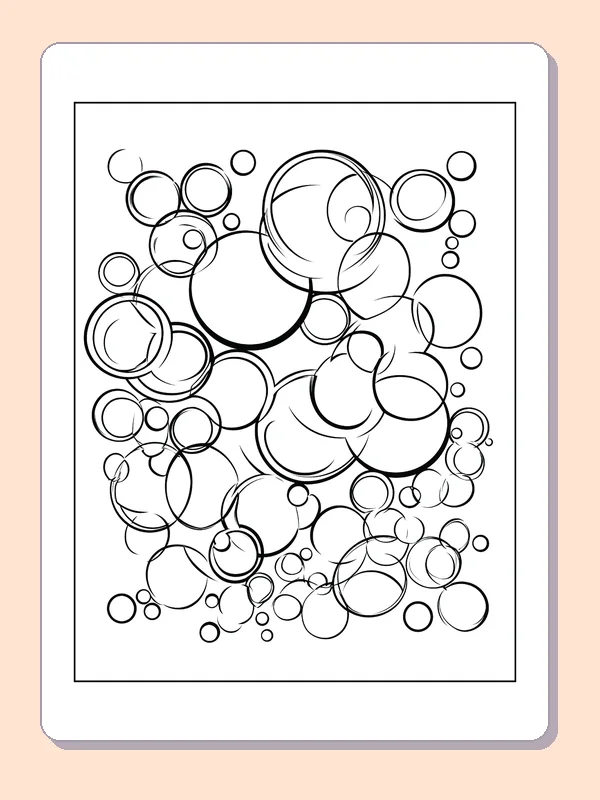 Black and white printable bubbles with wide open centers coloring sheet