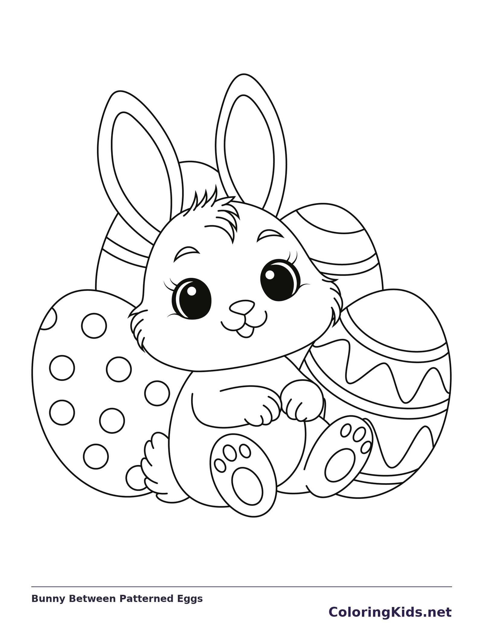 Patterned Pigmentation Bunny Between Patterned Eggs coloring page | ColoringKids.net