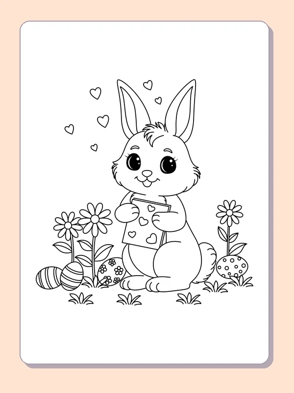 Net Picute Bunny Holding a Striped Egg coloring page | ColoringKids.net