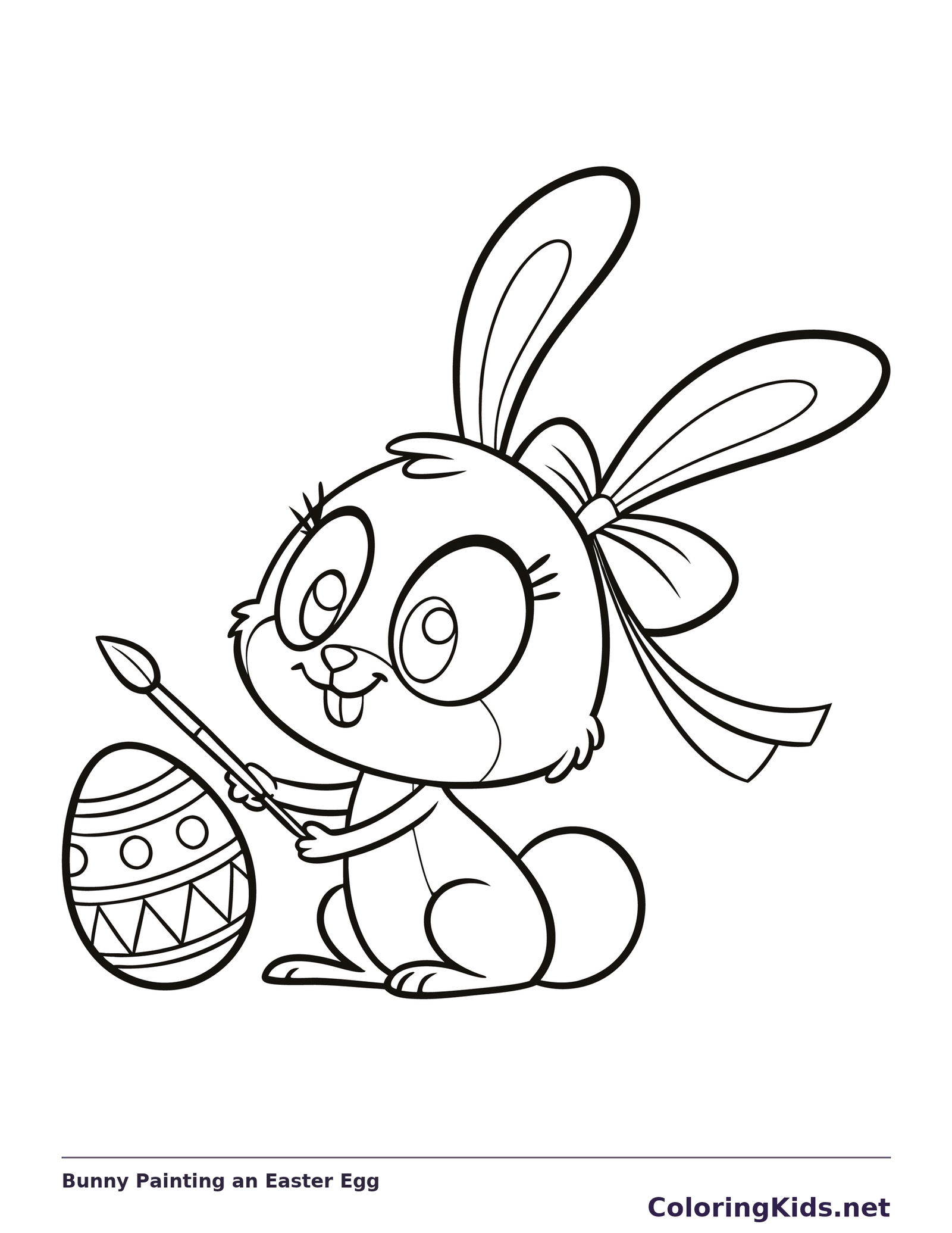 Bunny Painting an Easter Egg coloring page | ColoringKids.net