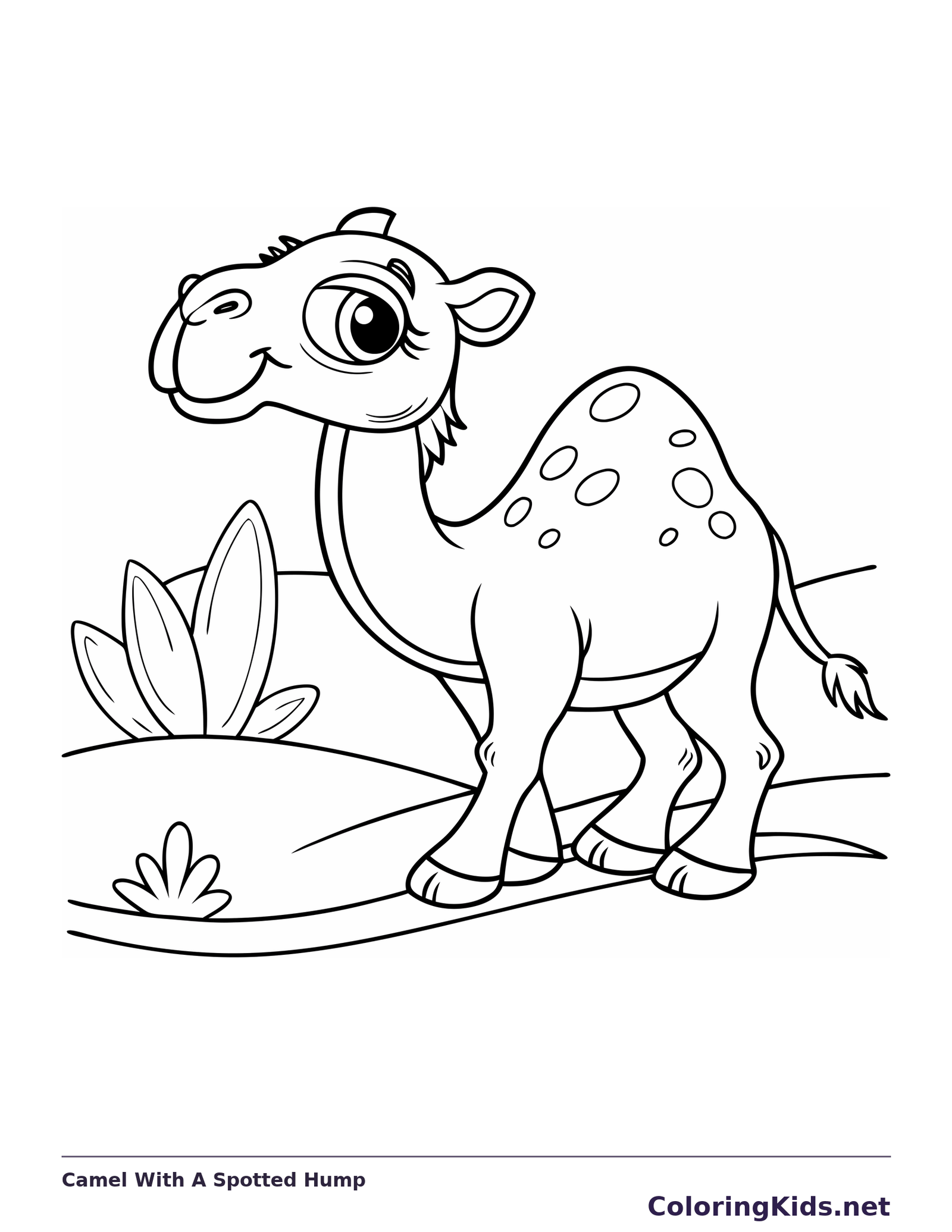 Camel With A Spotted Hump coloring page: black and white line art to print or color online