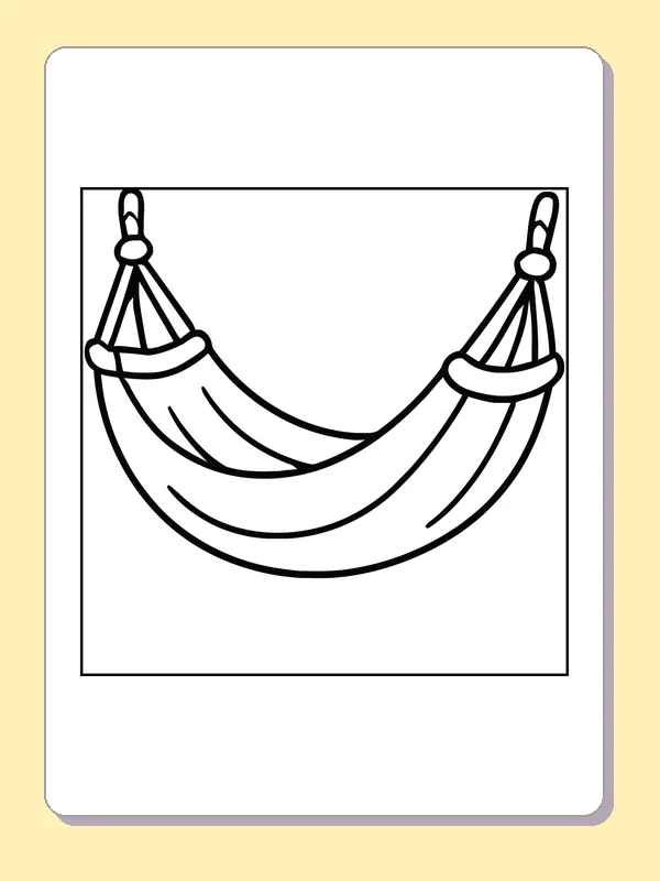 Hanging camping hammock suspended by two ropes