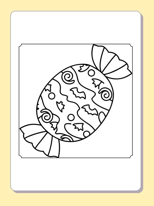 Black and white printable pumpkin-pattern wrapper coloring sheet