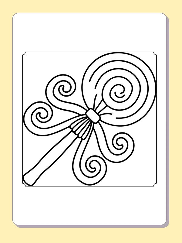 Black and white printable three spiral lollipops coloring sheet