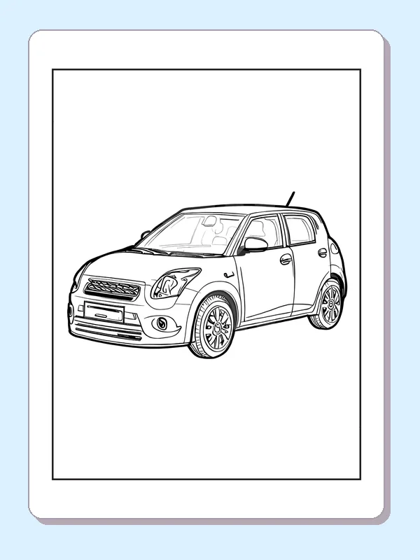 Modern crossover from the front, black-and-white printable coloring page