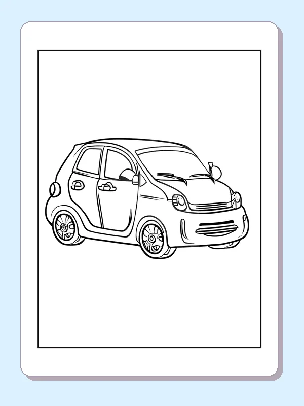 Neat five-door hatchback, black-and-white printable coloring page