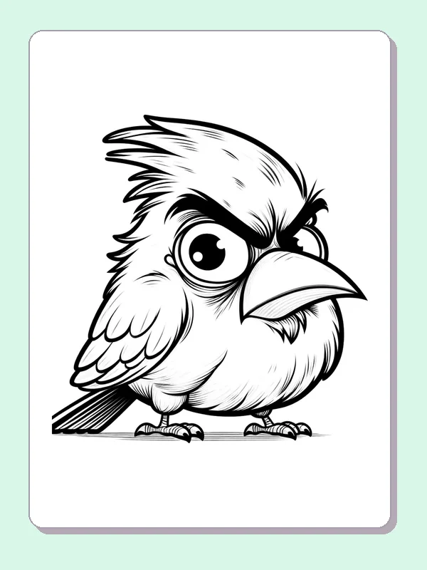 Fierce-looking crested bird facing forward