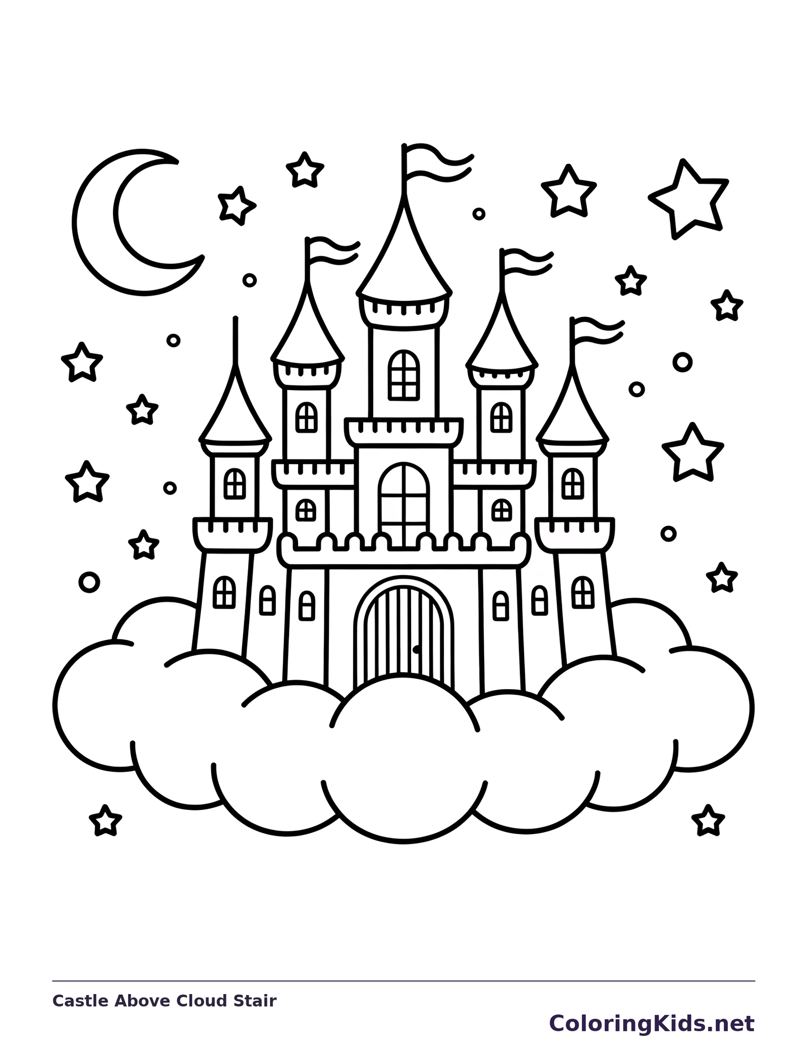 Castle Above Cloud Stair coloring page | ColoringKids.net