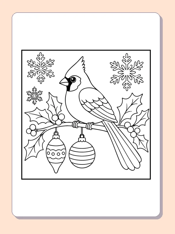 Crested Bird on a Branch coloring page: black and white line art to print or color online