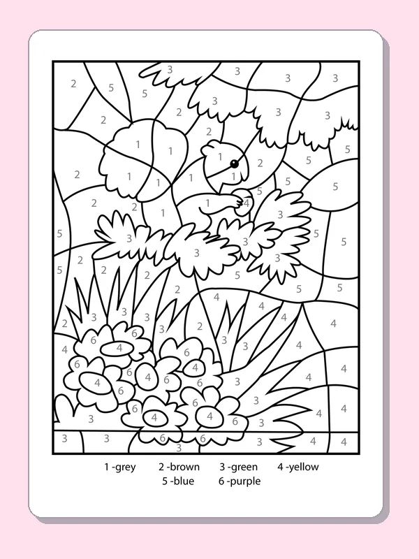 Black and white printable owl in a forest number puzzle coloring sheet