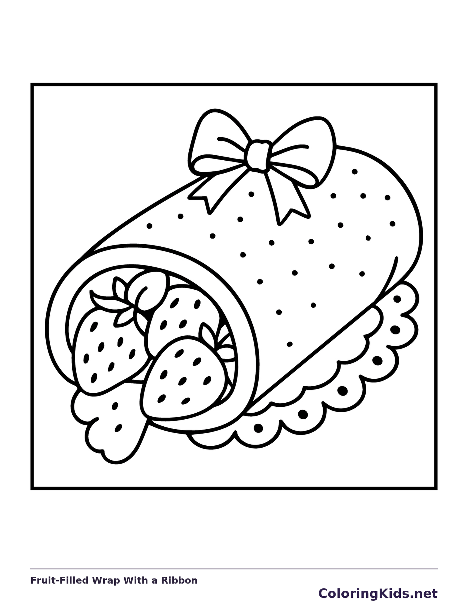 Ribbon-tied folded wrap filled with strawberries and cream