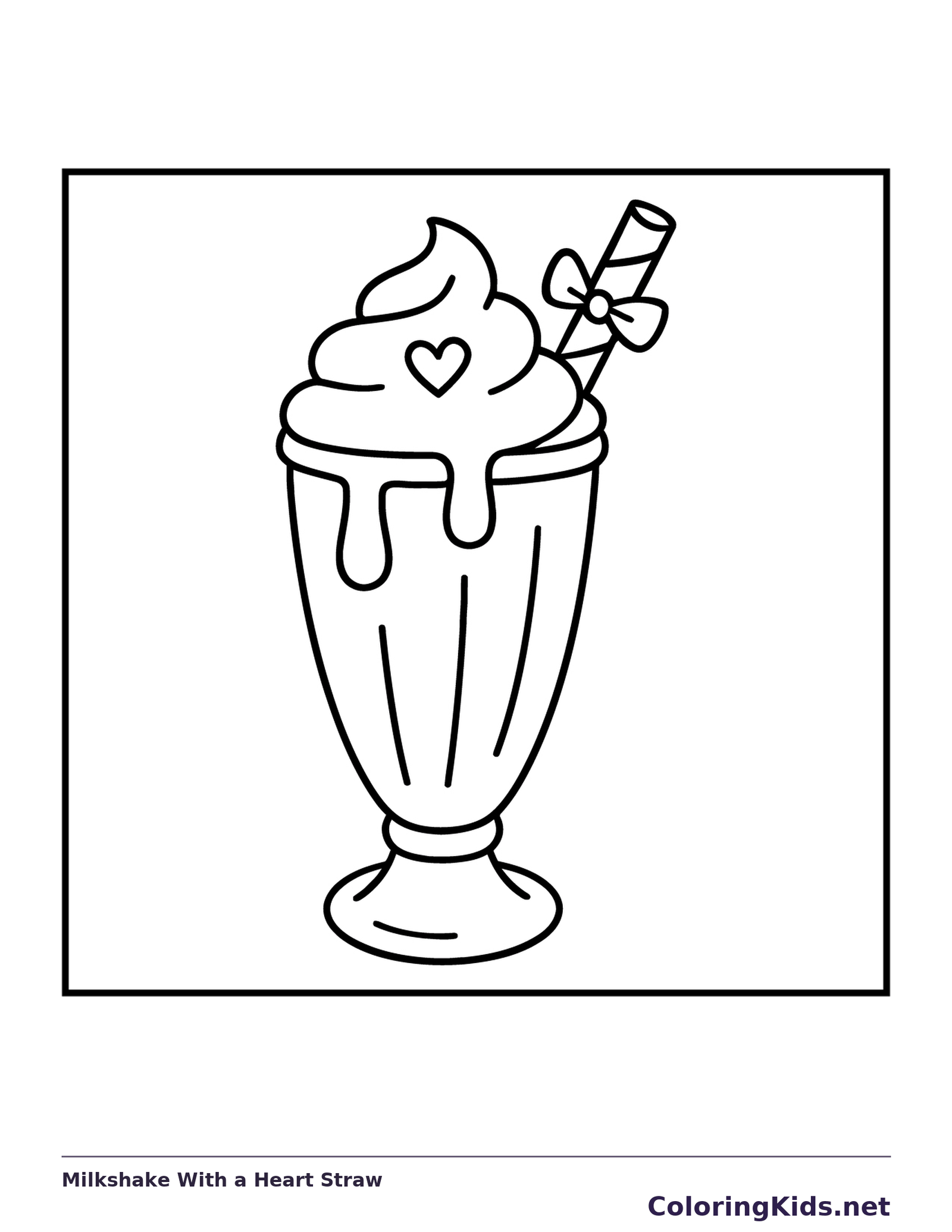 Tall milkshake glass with whipped topping and a bow-tied straw