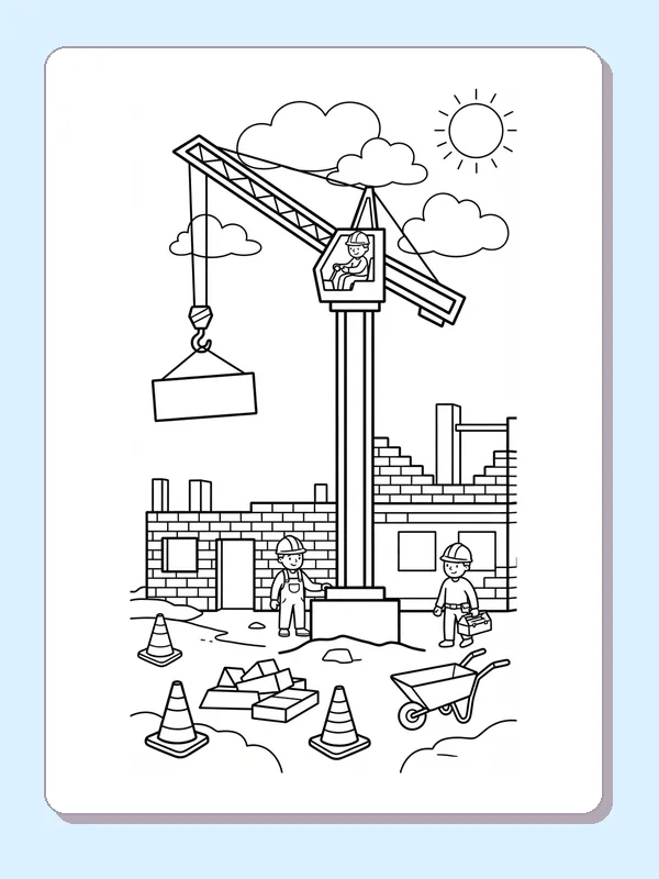 Crane lifting a block at a sunny building site