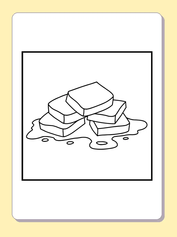 Stack of broad rectangular dessert bars resting in a puddle of sauce