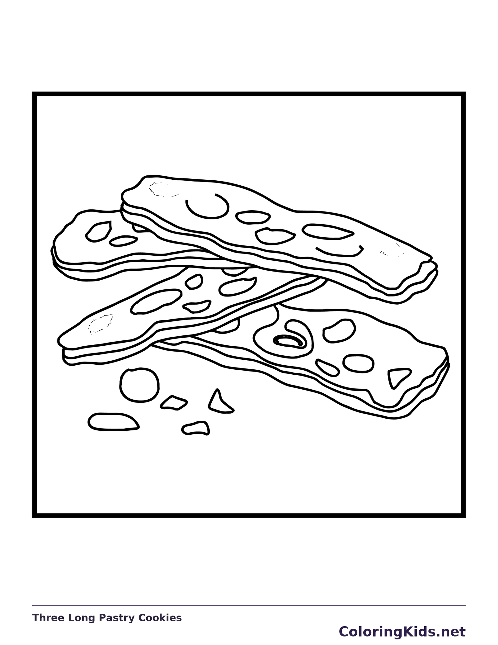 Three long biscotti-like pastries with small topping pieces and crumbs