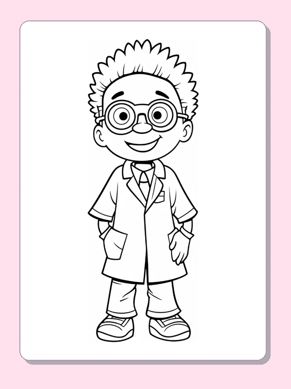 Black and white printable doctor wearing a stethoscope coloring sheet