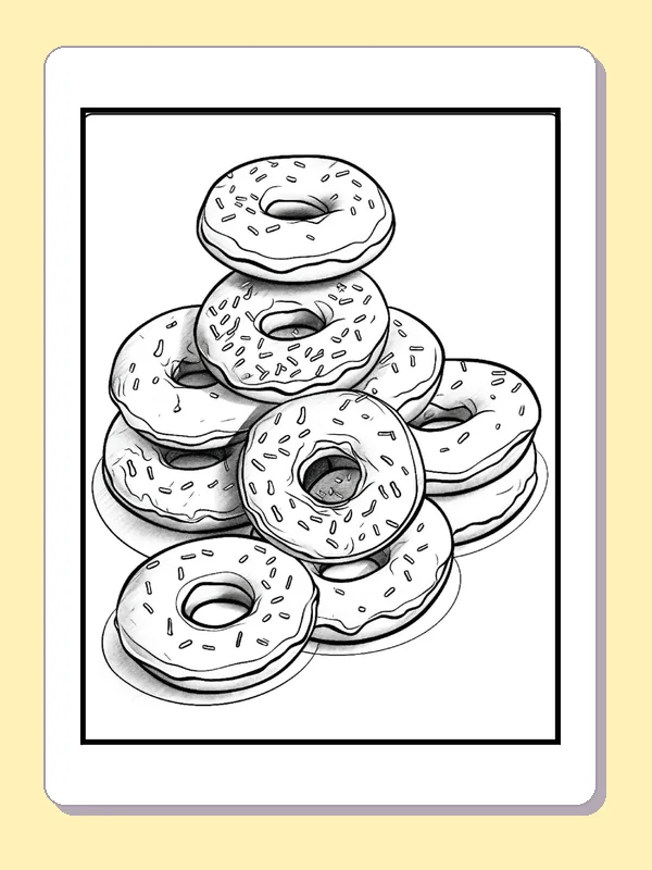 Mixed ring donuts stacked at different angles on a plate