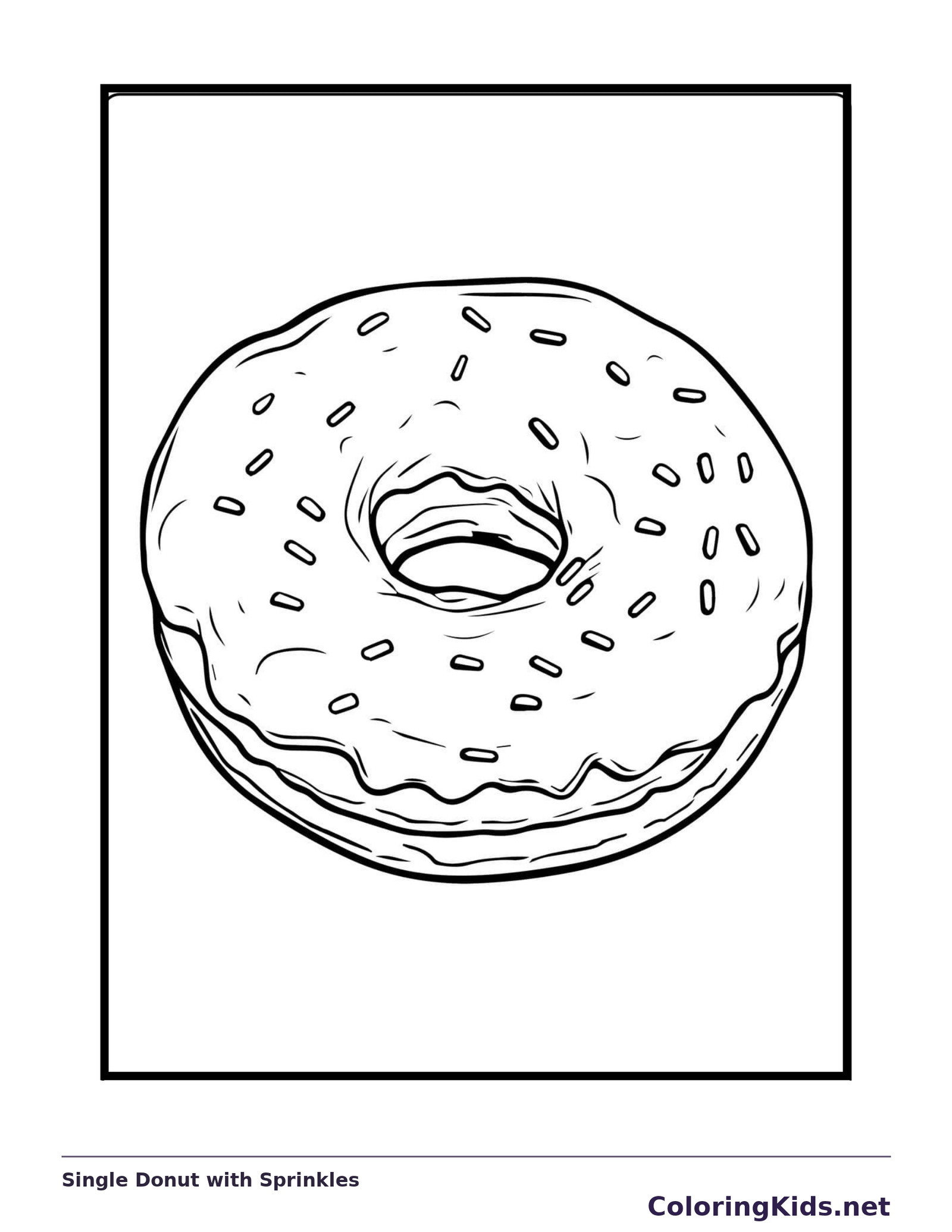 Single ring donut with icing and scattered sprinkles on a blank background
