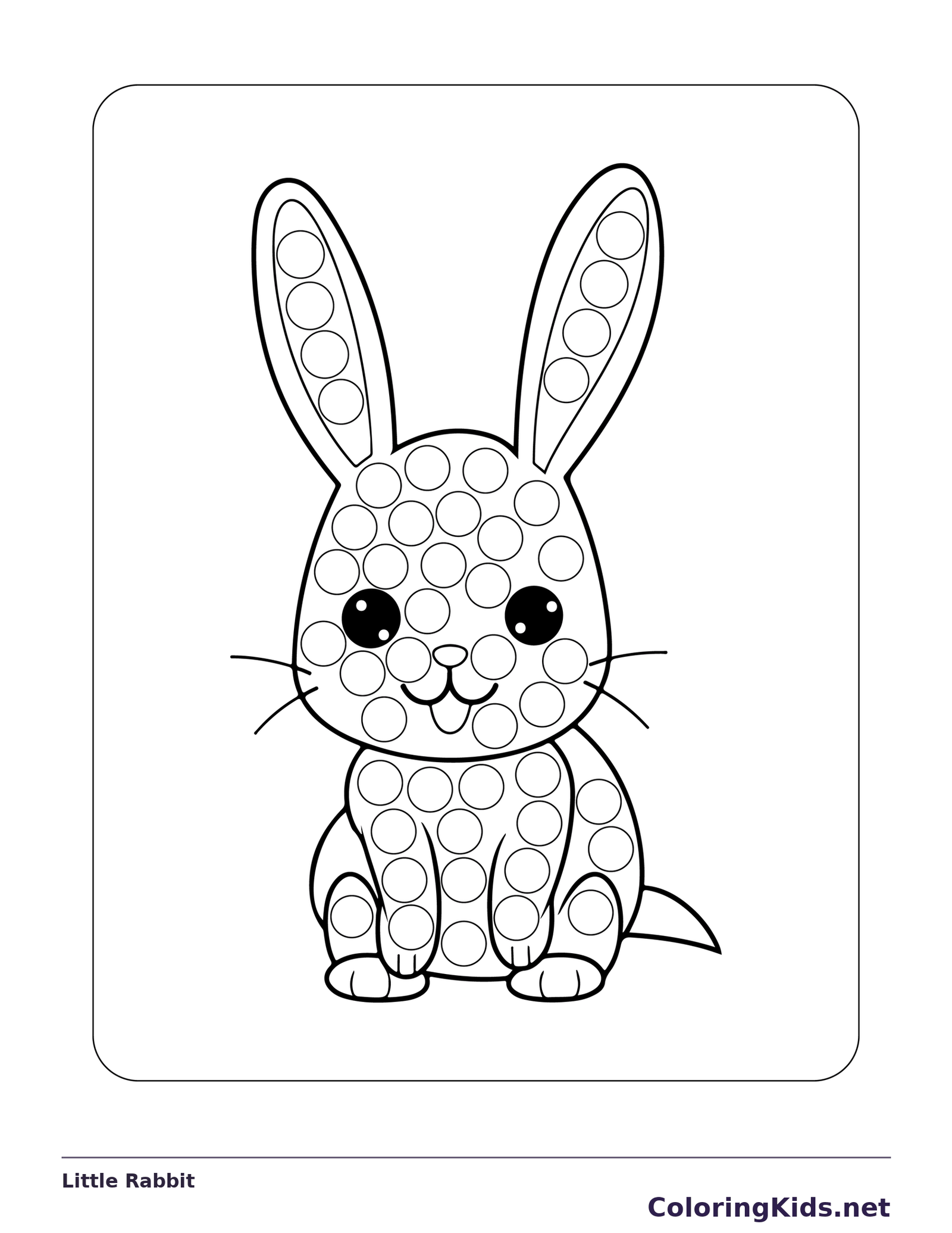 Little Rabbit dot marker coloring page with printable circles