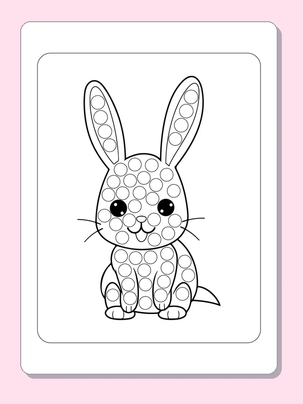 Little Rabbit dot marker coloring page with printable circles