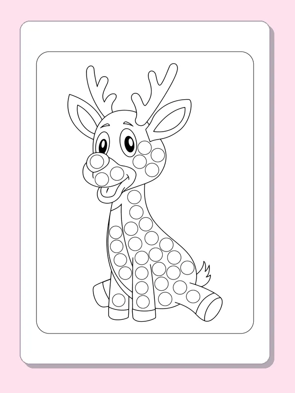 Reindeer with Antlers dot marker coloring page with printable circles