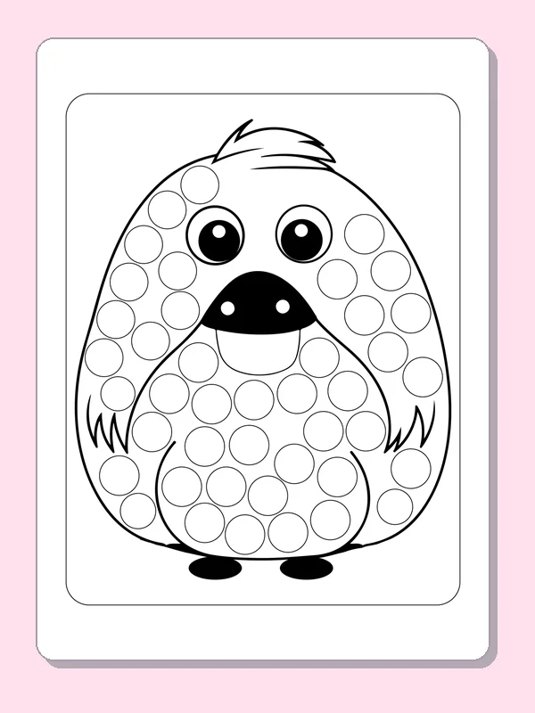 Round Penguin dot marker coloring page with printable circles