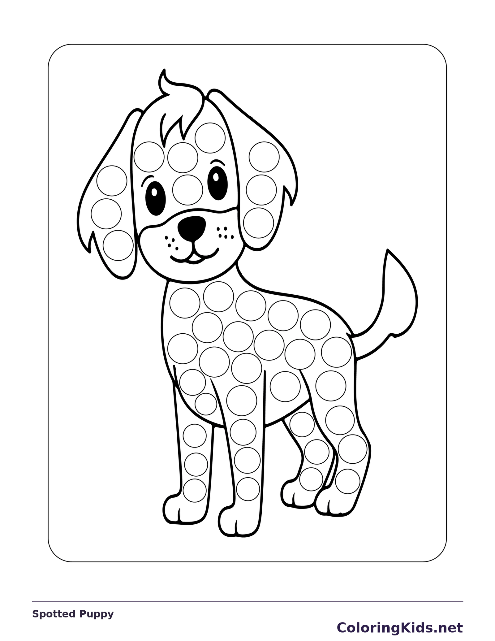 Spotted Puppy dot marker coloring page with printable circles