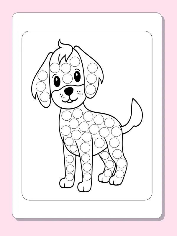 Spotted Puppy dot marker coloring page with printable circles