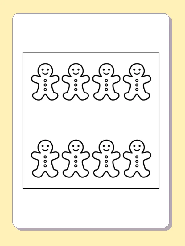 Black and white printable gingerbread people coloring sheet