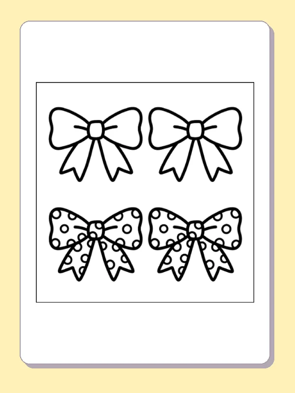 Black and white printable ribbon bows coloring sheet