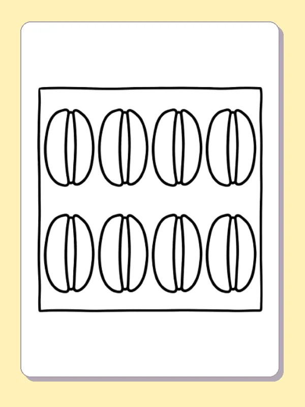 Black and white printable rows of oval shapes coloring sheet