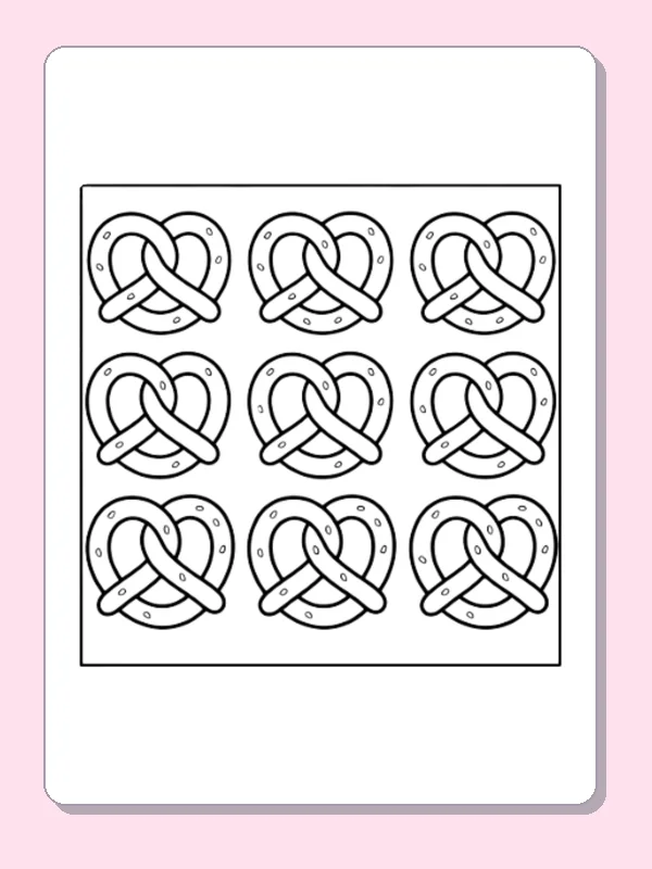Black and white printable pretzel pattern grid coloring sheet