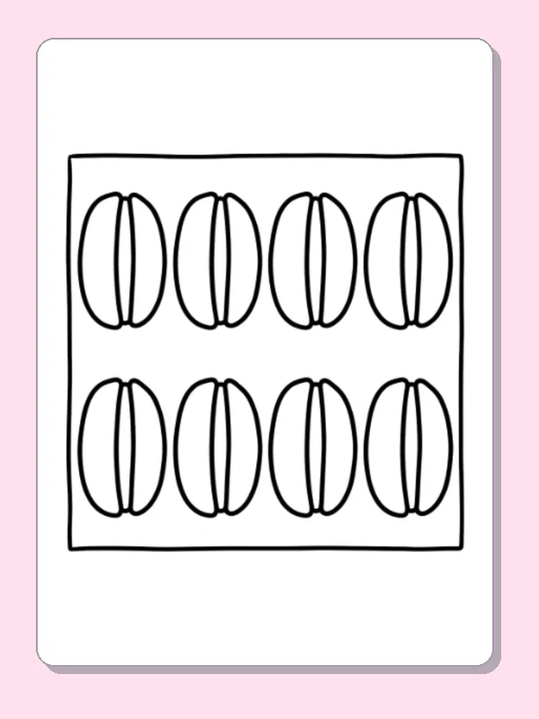 Black and white printable round candy rows coloring sheet