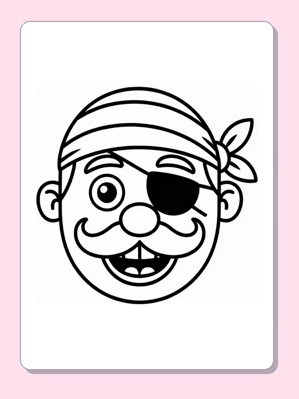 Black and white printable pirate with an eye patch coloring sheet