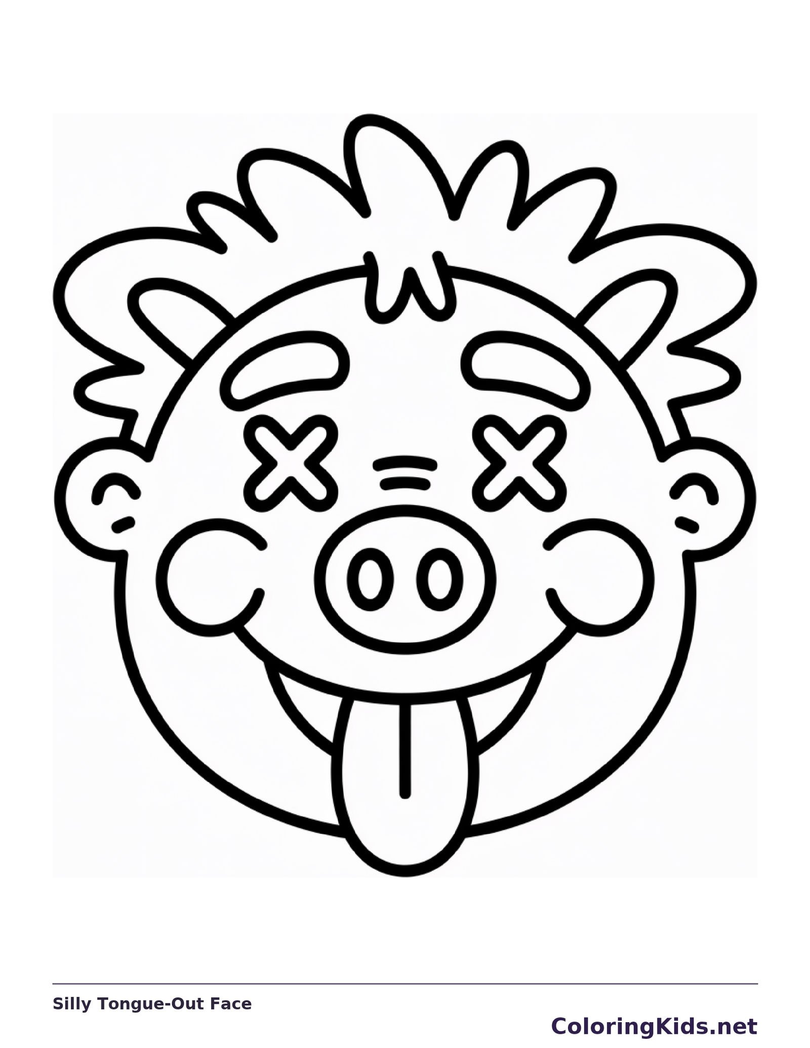 Black and white printable silly tongue-out face coloring sheet